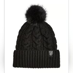 Victoria's Secret Black Knit Beanie with Pom Pom